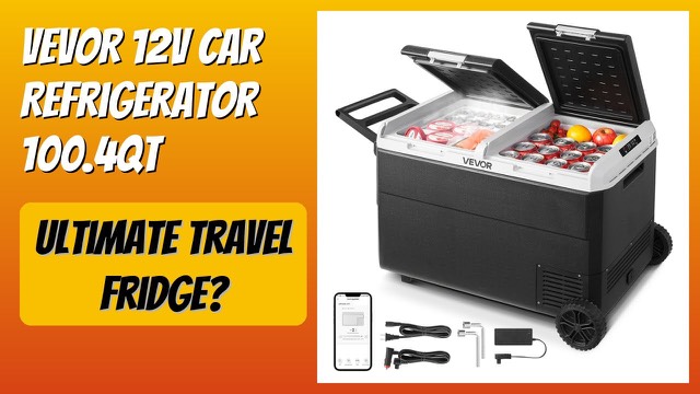 VEVOR 12V dual-zone portable car refrigerator with wheels and handle