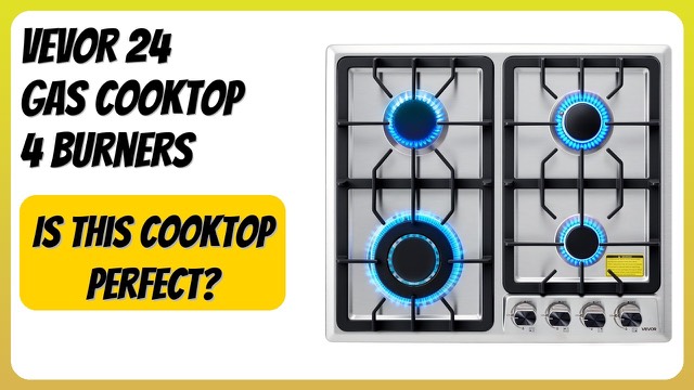 VEVOR 24-inch stainless steel built-in gas cooktop with four burners