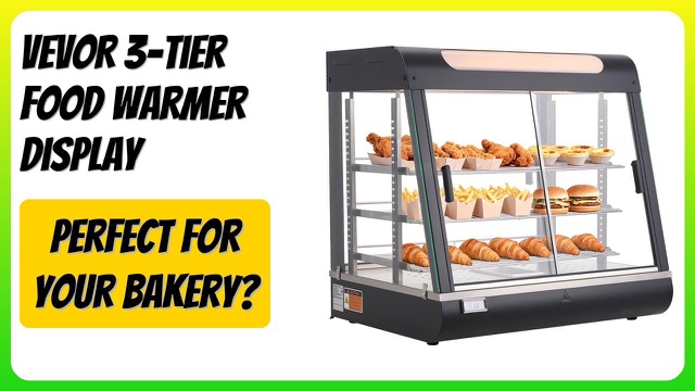 VEVOR three-tier glass food warmer display cabinet with LED lighting