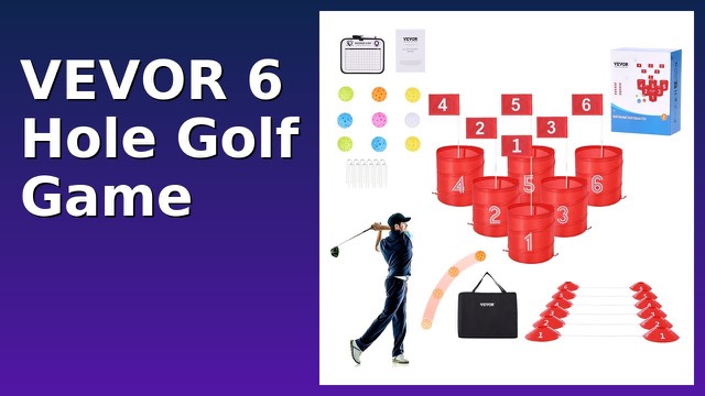 VEVOR six-hole backyard golf game with fabric buckets, flags and tee boxes on a lawn