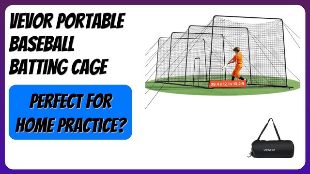 VEVOR portable baseball batting cage with a steel frame and black netting