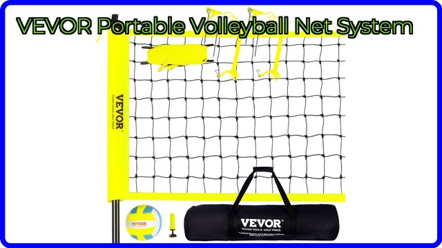 VEVOR portable volleyball net set up on a lawn