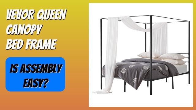 VEVOR black metal queen canopy bed frame with four posts