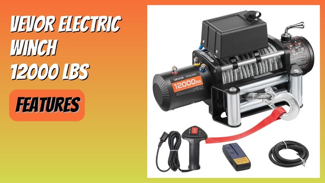 VEVOR S12000 electric recovery winch with steel rope and hook