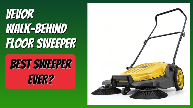 Yellow VEVOR walk-behind manual floor sweeper