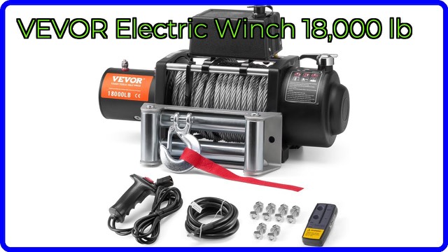 VEVOR 18,000 lb 12V electric winch with steel cable and roller fairlead