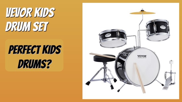 VEVOR black 3-piece junior drum set with throne and sticks