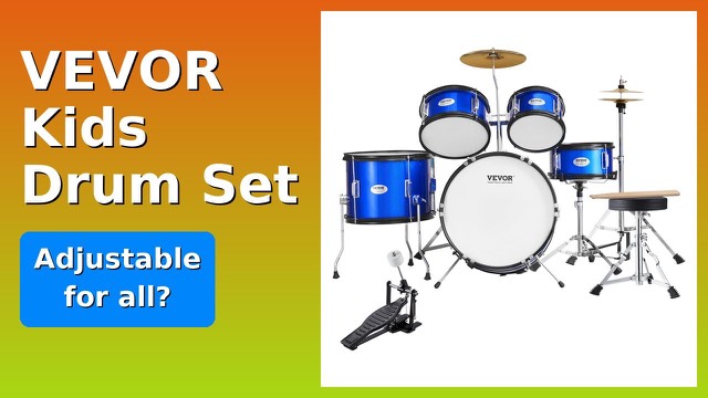 VEVOR blue junior drum kit with bass drum, snare, tom, cymbal and throne