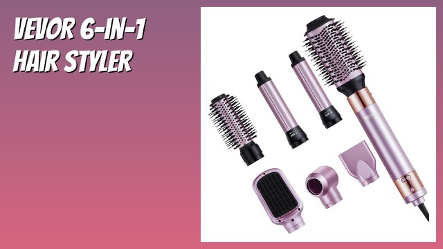 VEVOR 6-in-1 hair styler with curling wands, brushes and nozzles