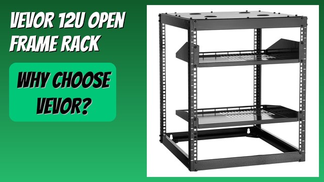 VEVOR 12U open frame network rack in black steel