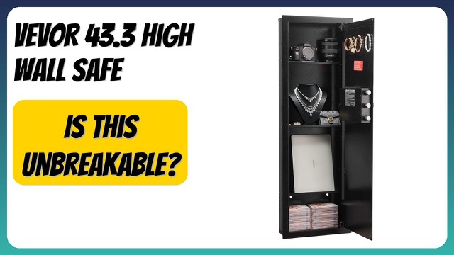 VEVOR tall black steel in-wall safe with shelves