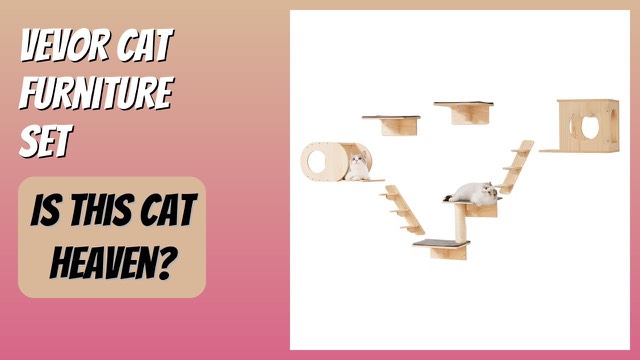 VEVOR wall-mounted pine cat shelves with nests and hammocks