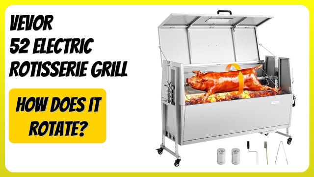 VEVOR 52-inch stainless steel rotisserie grill with spit and wheels