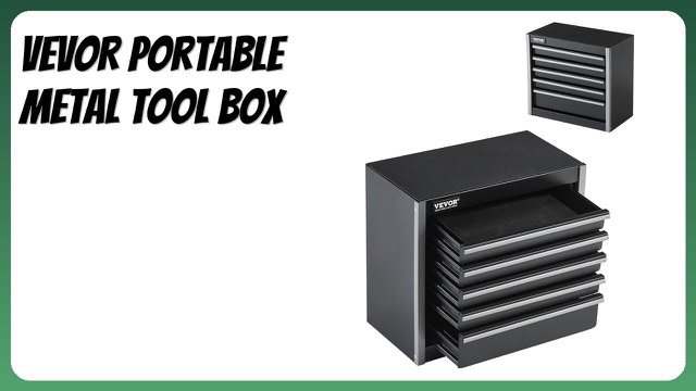 Black VEVOR five-drawer portable metal tool box