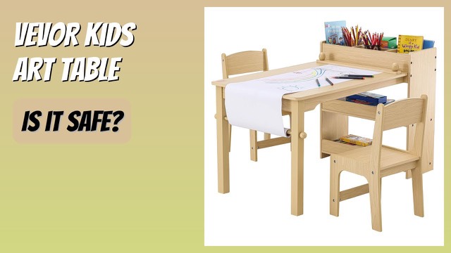 VEVOR light wood and yellow kids' art table with two chairs