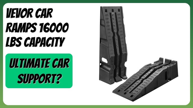 Pair of black VEVOR TS296-16000 plastic car ramps with honeycomb surface