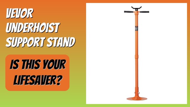 VEVOR US075 underhoist support stand, a tall screw-type pole jack with a U-shaped tray