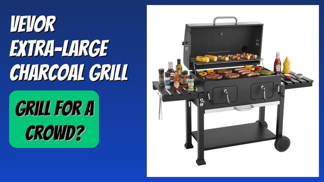 VEVOR VA-C500 charcoal grill with folding side tables and a bottom shelf