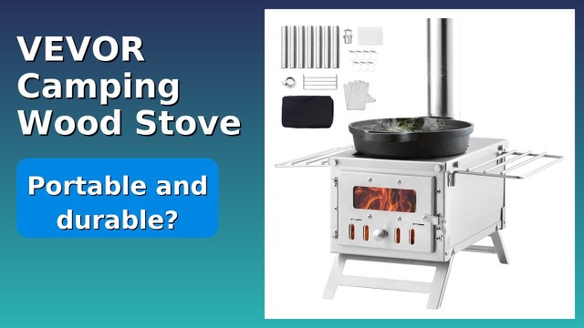 VEVOR stainless steel portable camping wood stove with chimney pipes