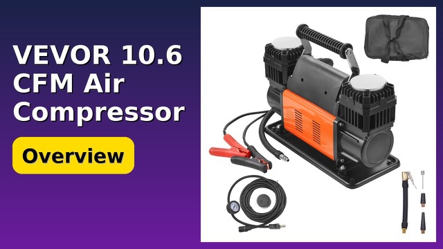 VEVOR YD-127D portable dual-cylinder 12V tire inflator with hose and tool bag