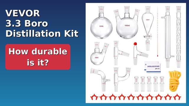 VEVOR 29-piece borosilicate glass distillation kit with flasks and condenser