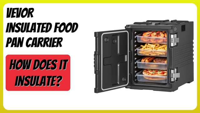 VEVOR black insulated food pan carrier on wheels with latched door