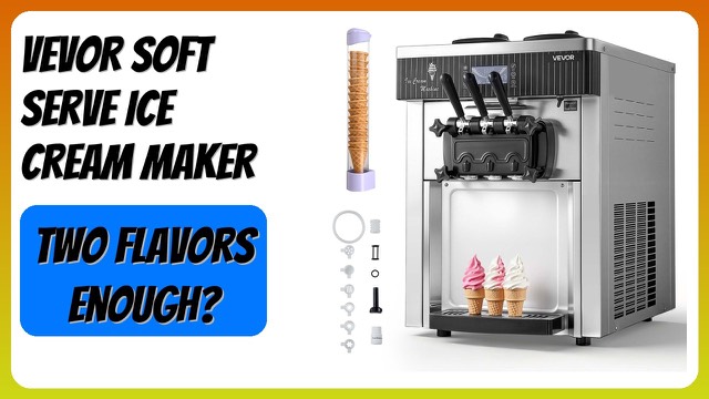 VEVOR YKF-8218T stainless steel countertop soft serve machine with three dispensers