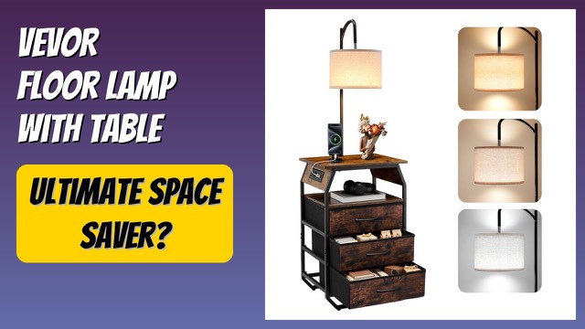 VEVOR floor lamp with attached end table, three drawers and charging ports