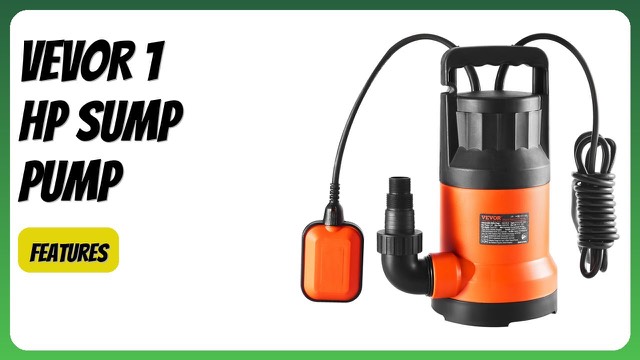 VEVOR 1 HP submersible utility pump with carrying handle and power cord