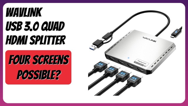 WAVLINK quad HDMI DisplayLink adapter with hybrid USB-C and USB-A cable