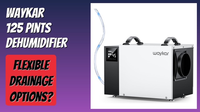 Waykar 125-pint dehumidifier in a metal housing with drain hoses