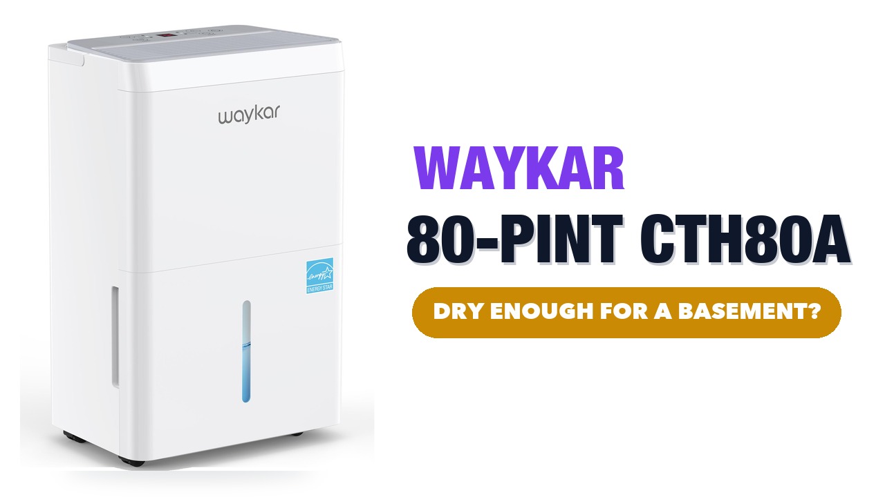 Waykar CTH80A white dehumidifier with water tank window on a white background