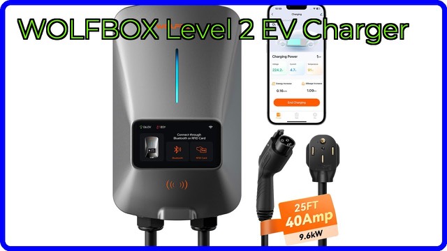 WOLFBOX E40 Level 2 wall-mounted EV charger with coiled cable