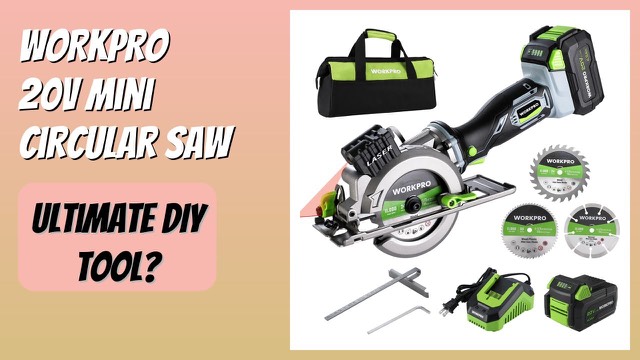 WORKPRO 20V cordless mini circular saw with battery, blades and carry bag