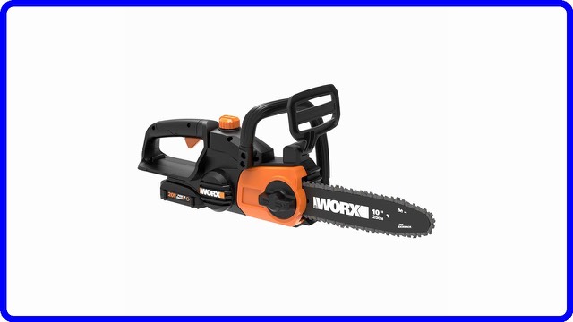 WORX WG322 10-inch cordless chainsaw in orange and black