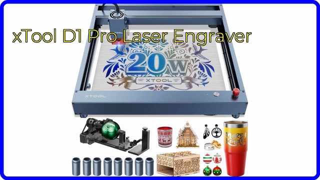 xTool D1 Pro 20W diode laser engraver with rotary attachment