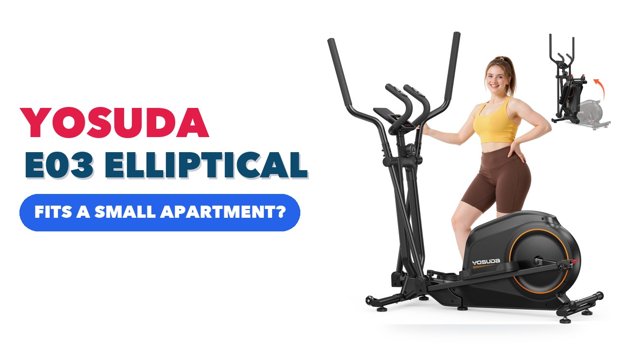 YOSUDA E03 foldable elliptical machine in black with orange accents