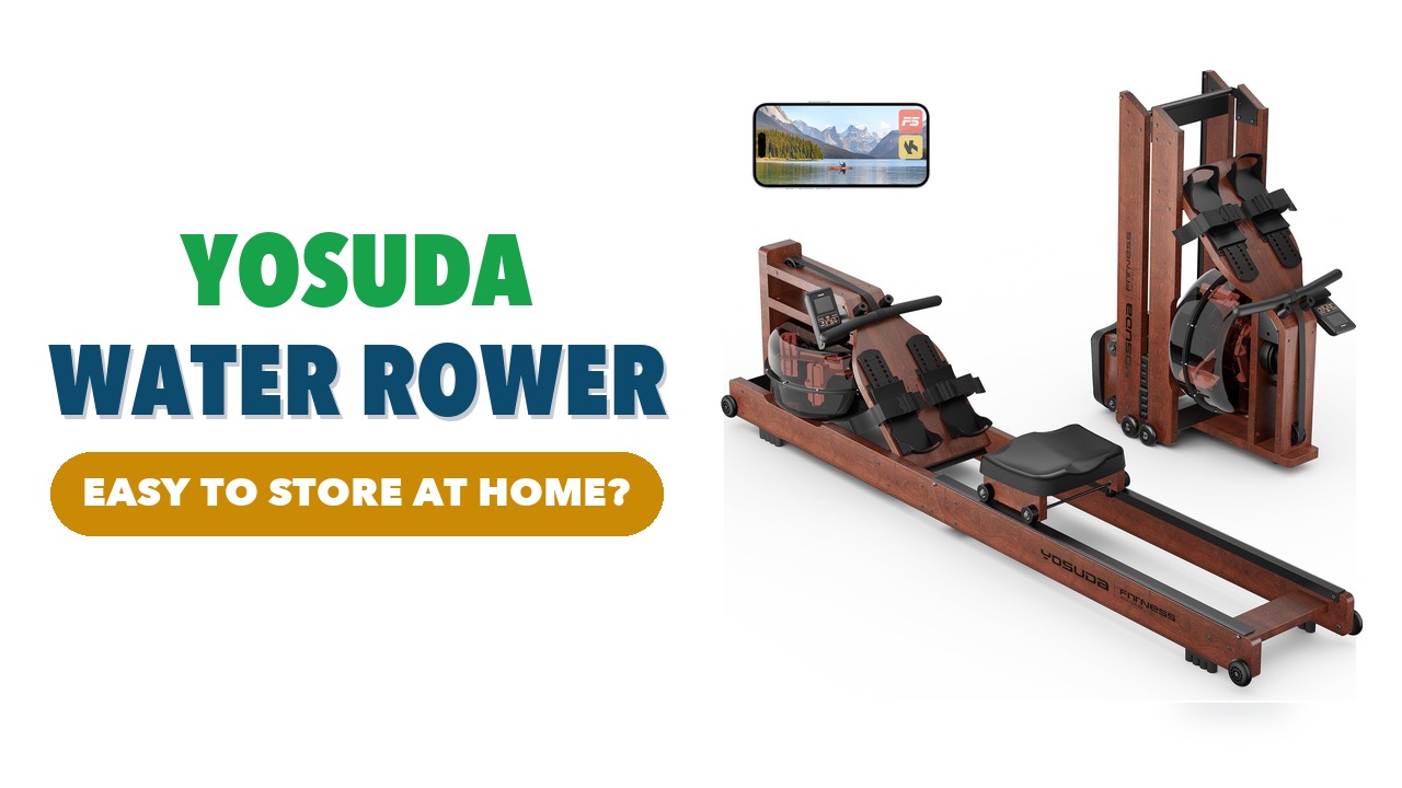 YOSUDA WM-SE02 wooden water rowing machine with its water tank on a white background