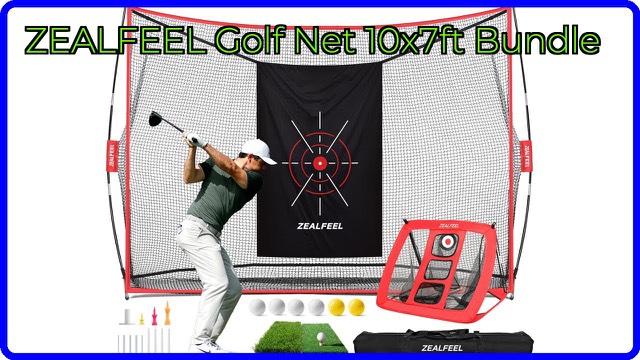 ZEALFEEL 10x7ft golf practice net with chipping net and mat on a lawn