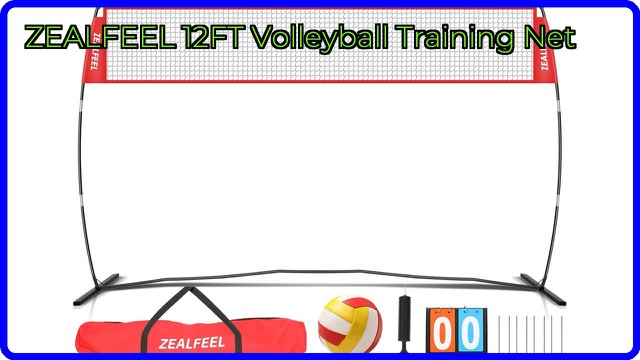 ZEALFEEL 12-foot portable volleyball training net set up on grass