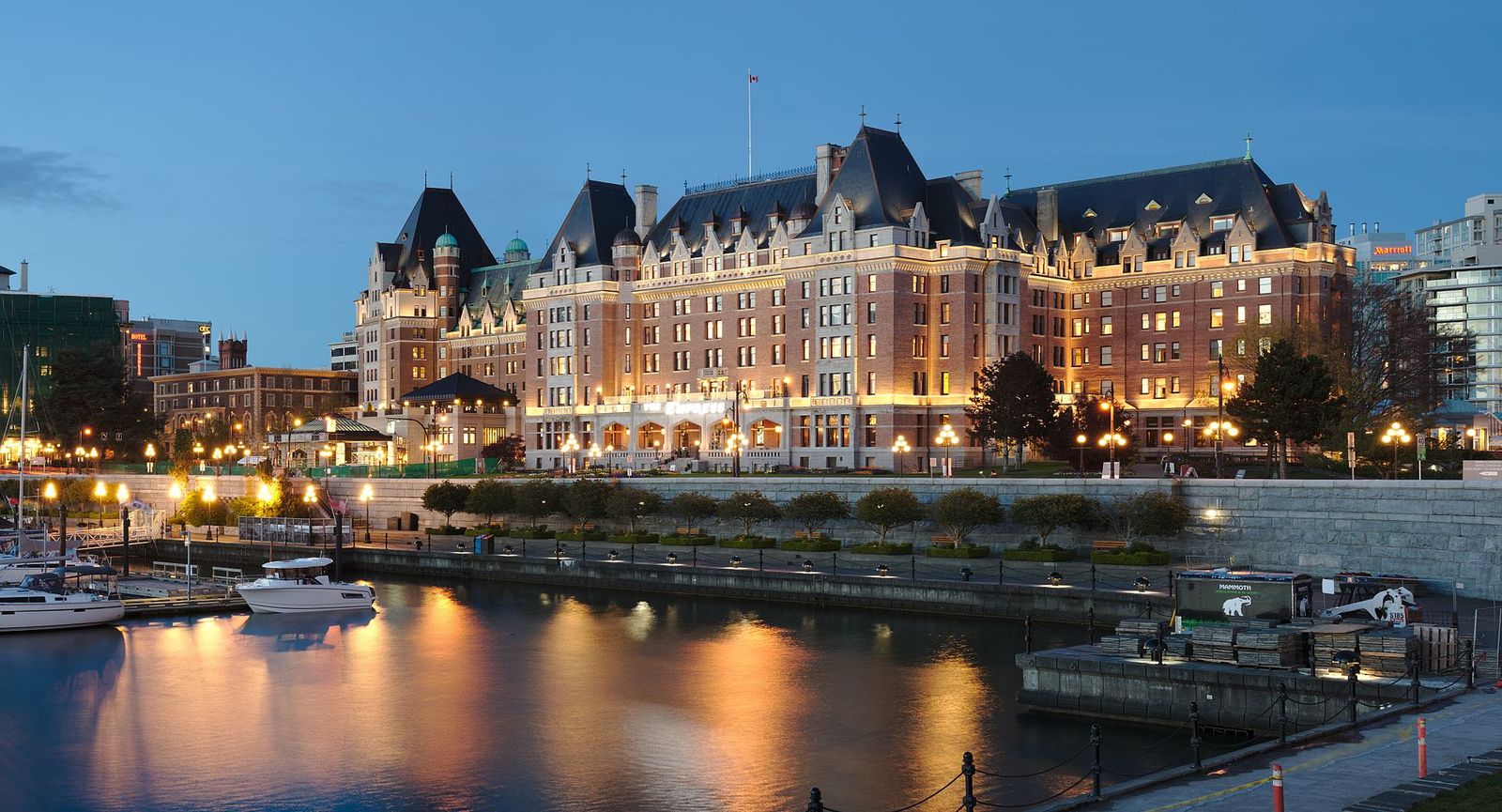 The Fairmont Empress on Victoria's Inner Harbour at blue hour