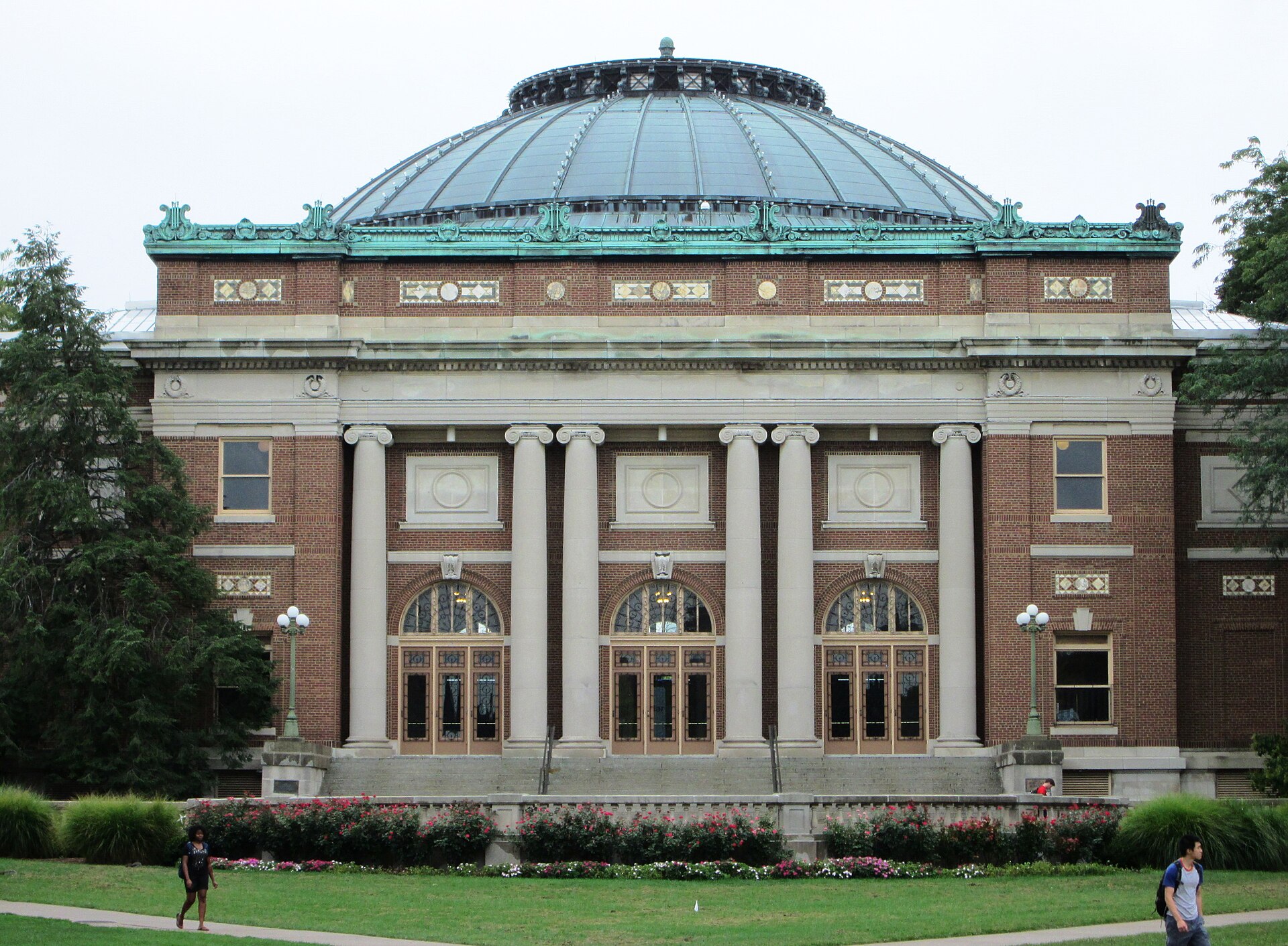 The domed Foellinger Auditorium at the south end of the Main Quad, University of Illinois Urbana-Champaign