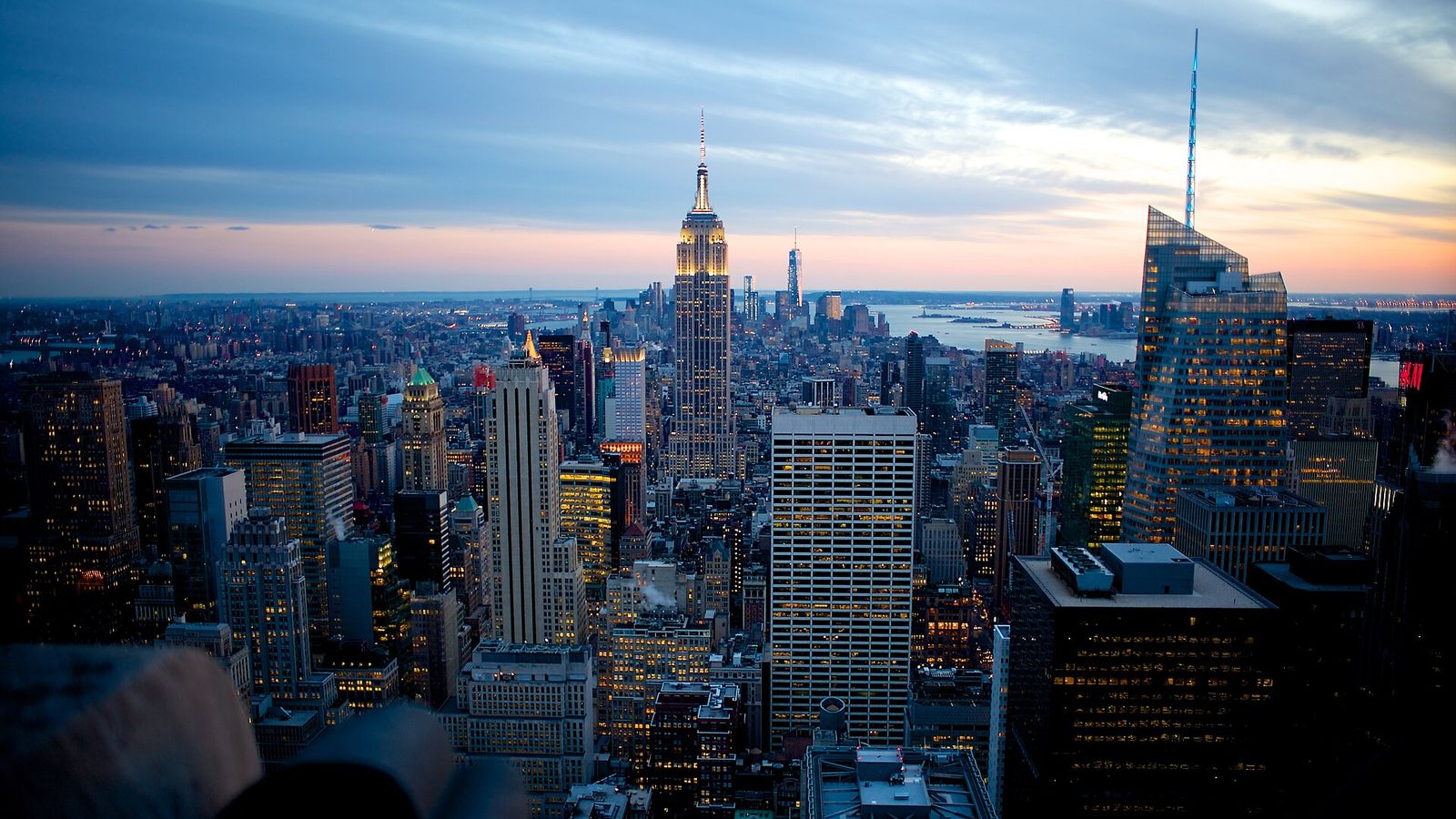 The Empire State Building rising above Midtown Manhattan, seen from Top of the Rock