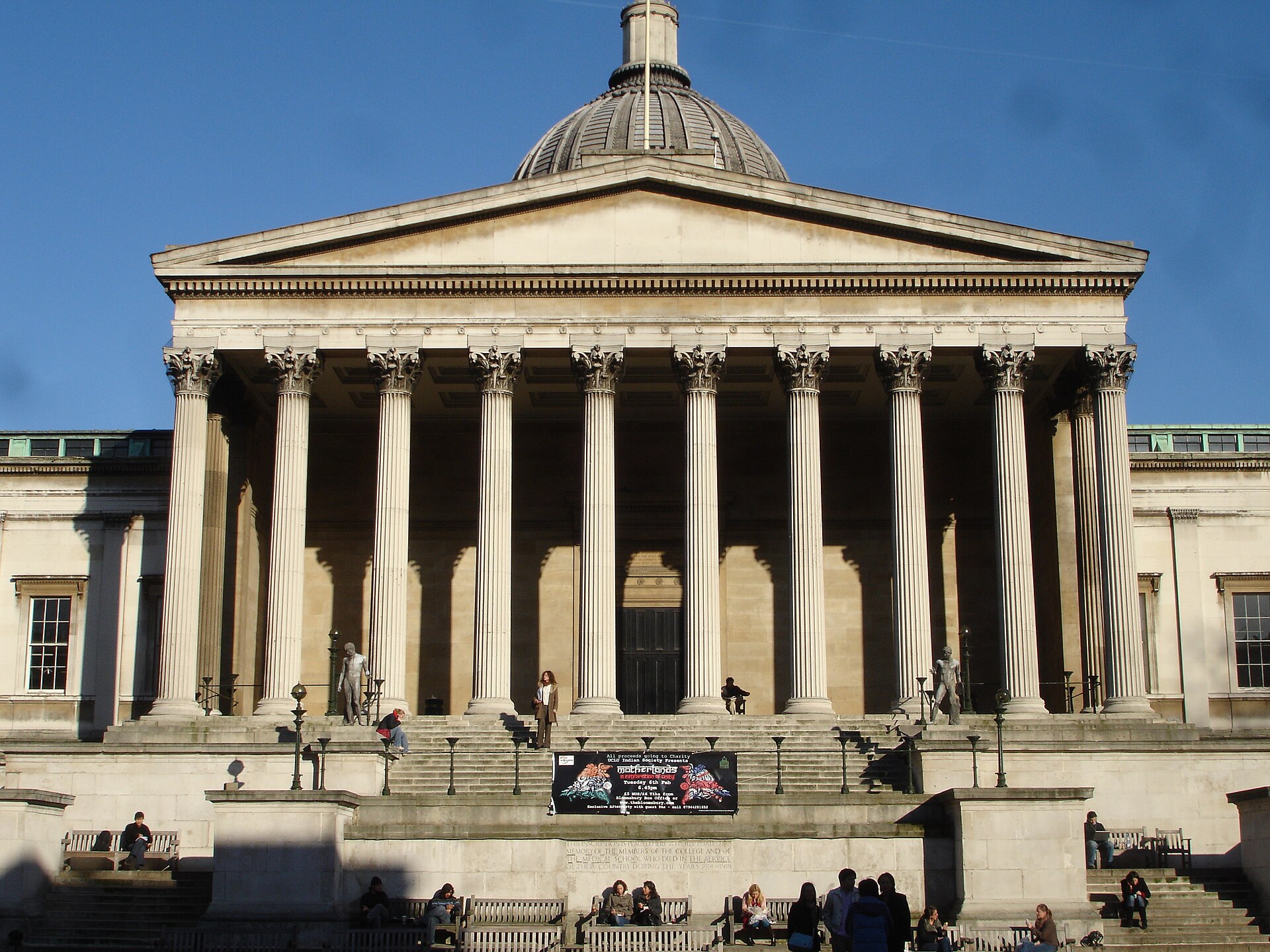 The columned portico of UCL's Wilkins Building in Bloomsbury