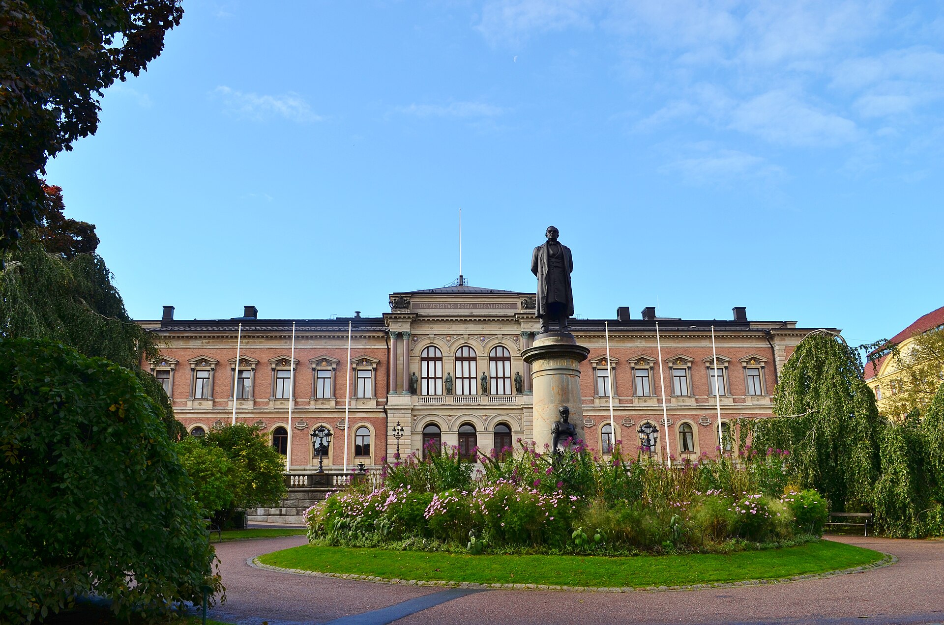 The University Main Building of Uppsala University seen across the University Park