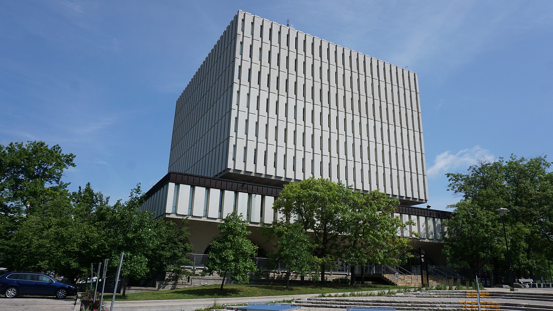 The white cube of the Dana Porter Library at the University of Waterloo