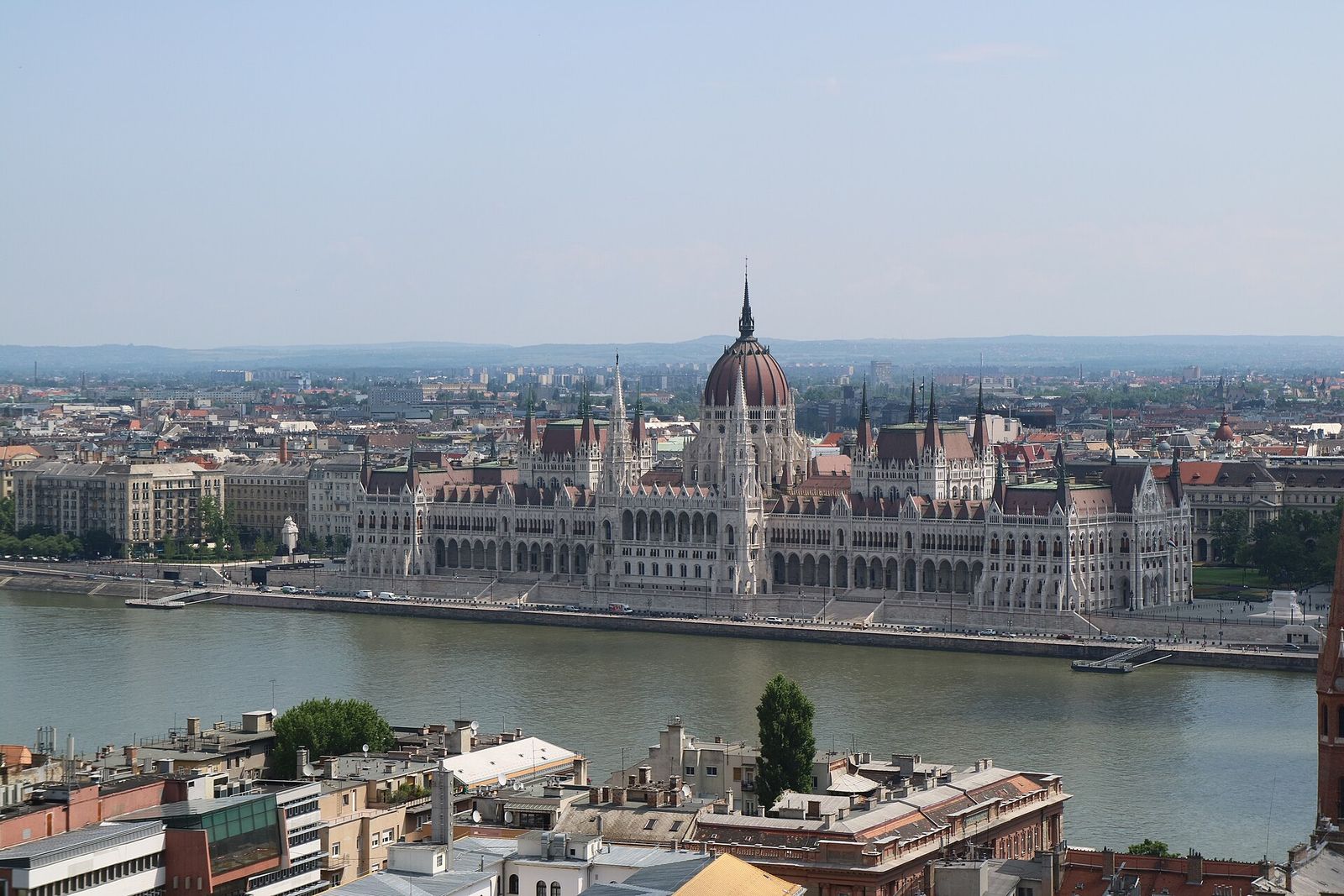 The Hungarian Parliament Building on the Pest bank of the Danube, seen from Buda Castle
