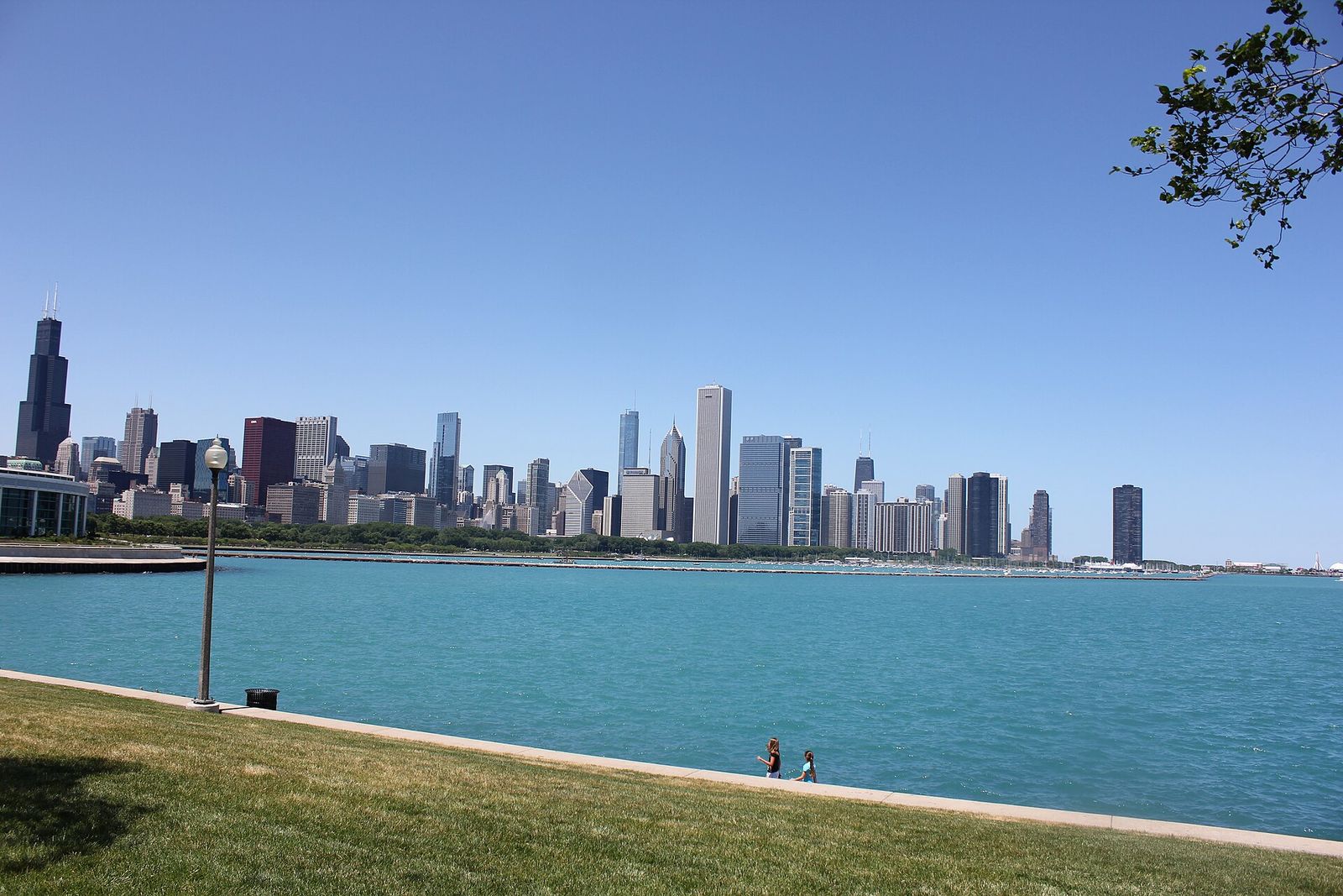 Downtown Chicago skyline seen across Lake Michigan from the lakefront